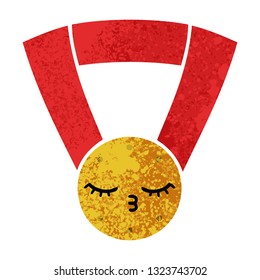 retro illustration style cartoon of a gold medal