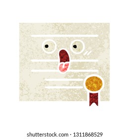 retro illustration style cartoon of a graduation diploma