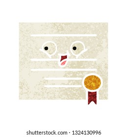 retro illustration style cartoon of a graduation diploma