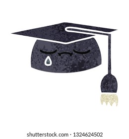 retro illustration style cartoon of a graduation hat