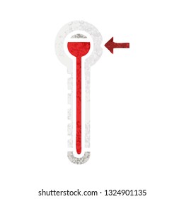 retro illustration style cartoon of a hot thermometer
