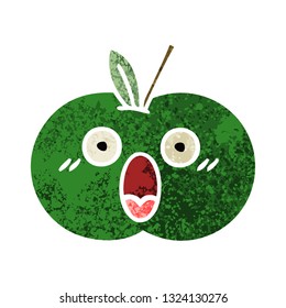 retro illustration style cartoon of a juicy apple