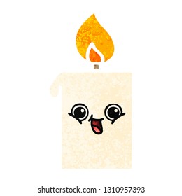 retro illustration style cartoon of a lit candle