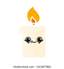 retro illustration style cartoon of a lit candle