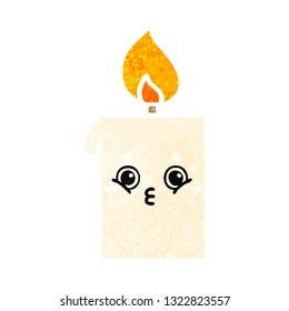 retro illustration style cartoon of a lit candle