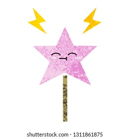 retro illustration style cartoon of a magic wand