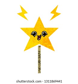 retro illustration style cartoon of a magic wand