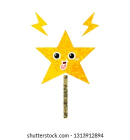 retro illustration style cartoon of a magic wand