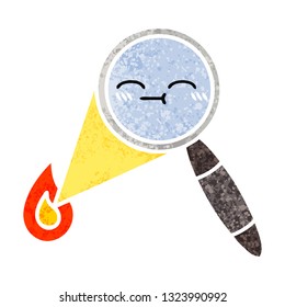 retro illustration style cartoon of a magnifying glass