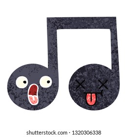 retro illustration style cartoon of a musical note
