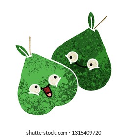 retro illustration style cartoon of a pears