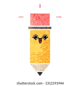 retro illustration style cartoon of a pencil