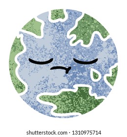 retro illustration style cartoon of a planet earth