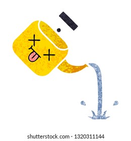 retro illustration style cartoon of a pouring kettle