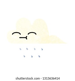 retro illustration style cartoon of a rain cloud