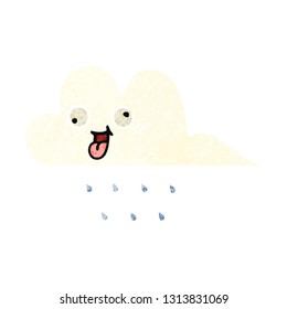 Cartoon im Retro-Stil einer Regenwolke