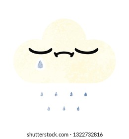 retro illustration style cartoon of a rain cloud