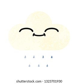 retro illustration style cartoon of a rain cloud