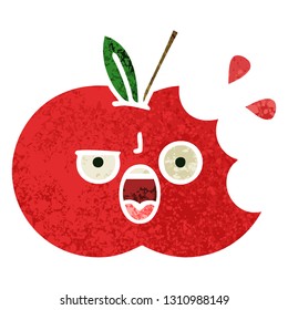 retro illustration style cartoon of a red apple