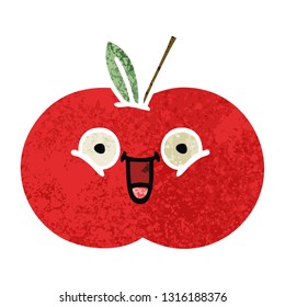 retro illustration style cartoon of a red apple