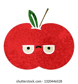 retro illustration style cartoon of a red apple
