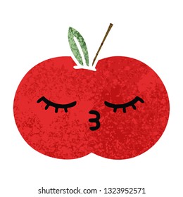 retro illustration style cartoon of a red apple
