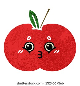 retro illustration style cartoon of a red apple