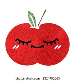 retro illustration style cartoon of a red apple