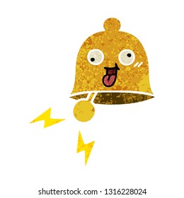 retro illustration style cartoon of a ringing bell