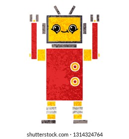retro illustration style cartoon of a robot