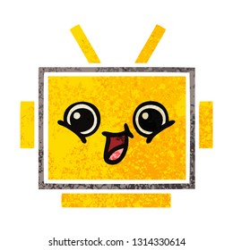 retro illustration style cartoon of a robot head