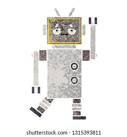 retro illustration style cartoon of a robot