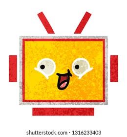 retro illustration style cartoon of a robot head