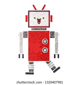 retro illustration style cartoon of a robot