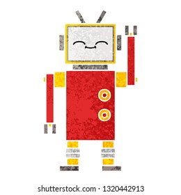retro illustration style cartoon of a robot