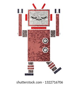 retro illustration style cartoon of a robot