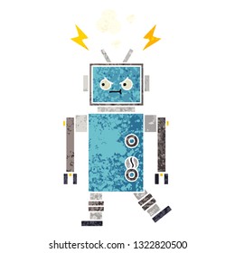 retro illustration style cartoon of a robot