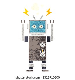 desenho animado estilo ilustração retrô de um robô