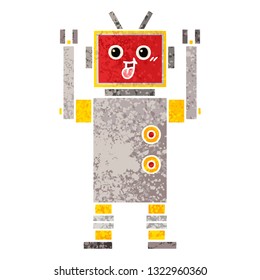 retro illustration style cartoon of a robot
