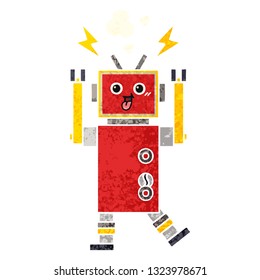 retro illustration style cartoon of a robot
