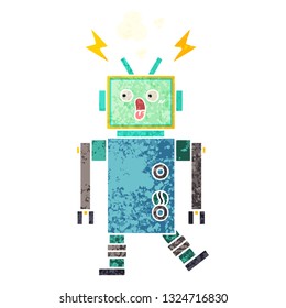 retro illustration style cartoon of a robot