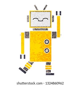 retro illustration style cartoon of a robot