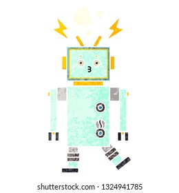 desenho animado estilo ilustração retrô de um robô
