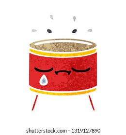 retro illustration style cartoon of a sad drum