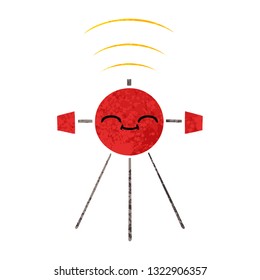 retro illustration style cartoon of a satellite