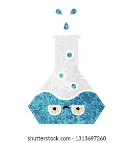 retro illustration style cartoon of a science beaker