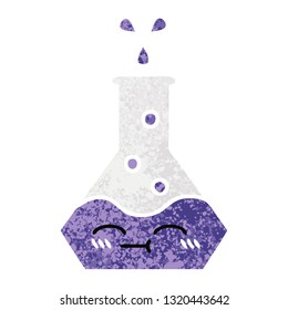 retro illustration style cartoon of a science beaker