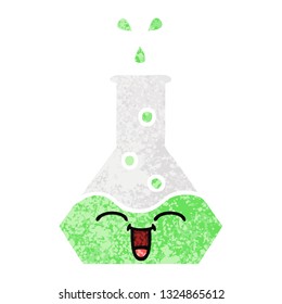 retro illustration style cartoon of a science beaker