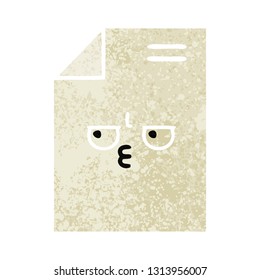 retro illustration style cartoon of a sheet of paper 