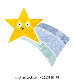 retro illustration style cartoon of a shooting rainbow star
